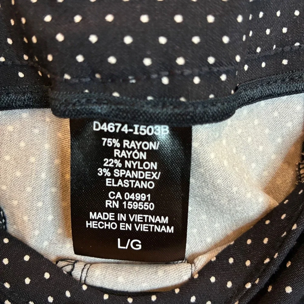 Hilary Radley Womens Polka Dot Bermuda Shorts Black White Stretch Size Large